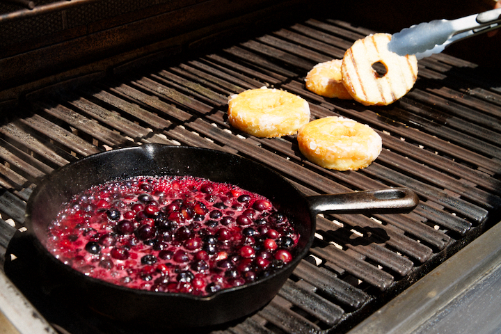 Grilled Doughnuts With Blueberry