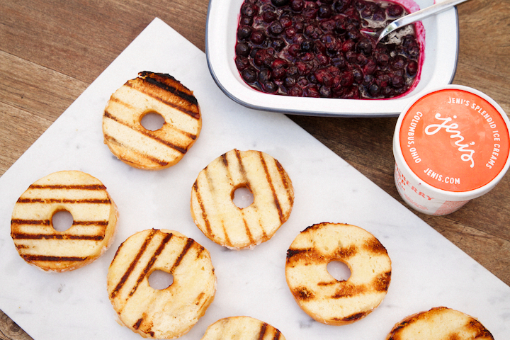 Grilled Doughnuts With Blueberry