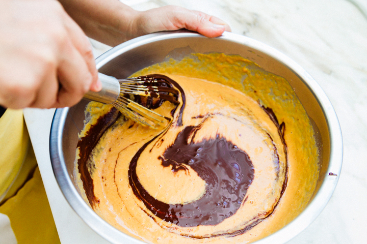 Mix chocolate and pumpkin mixture