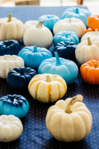 blue pumpkins for the dessert table