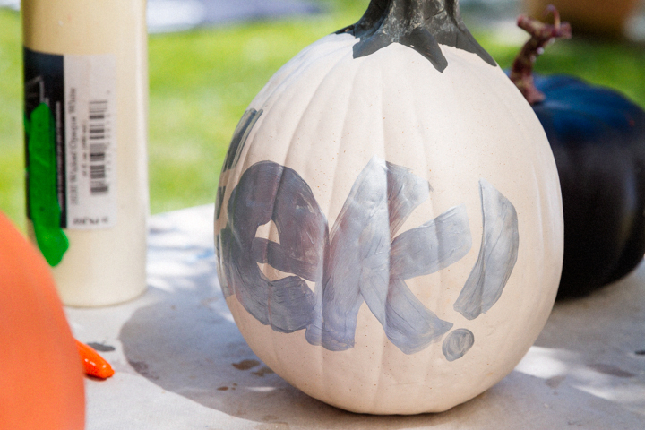 pumpkin decor with cool font