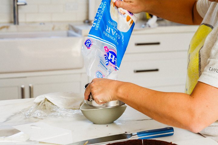 Adding powdered sugar 