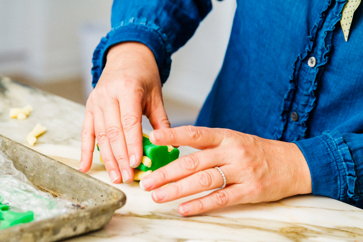 Stack the shamrocks up and use egg wash to make them stick together