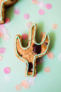 Chocolate Chunk Cactus Cookie with Green Royal Icing