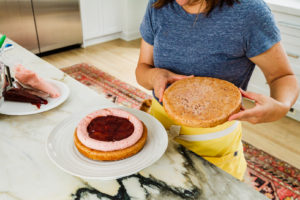 3 layers with jam and frosting in-between