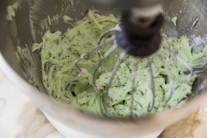 buttercream frosting with chocolate shards