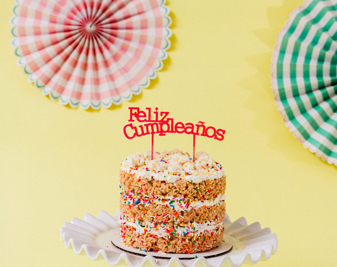 Feliz Cumpleaños with Rice Krispie Cake