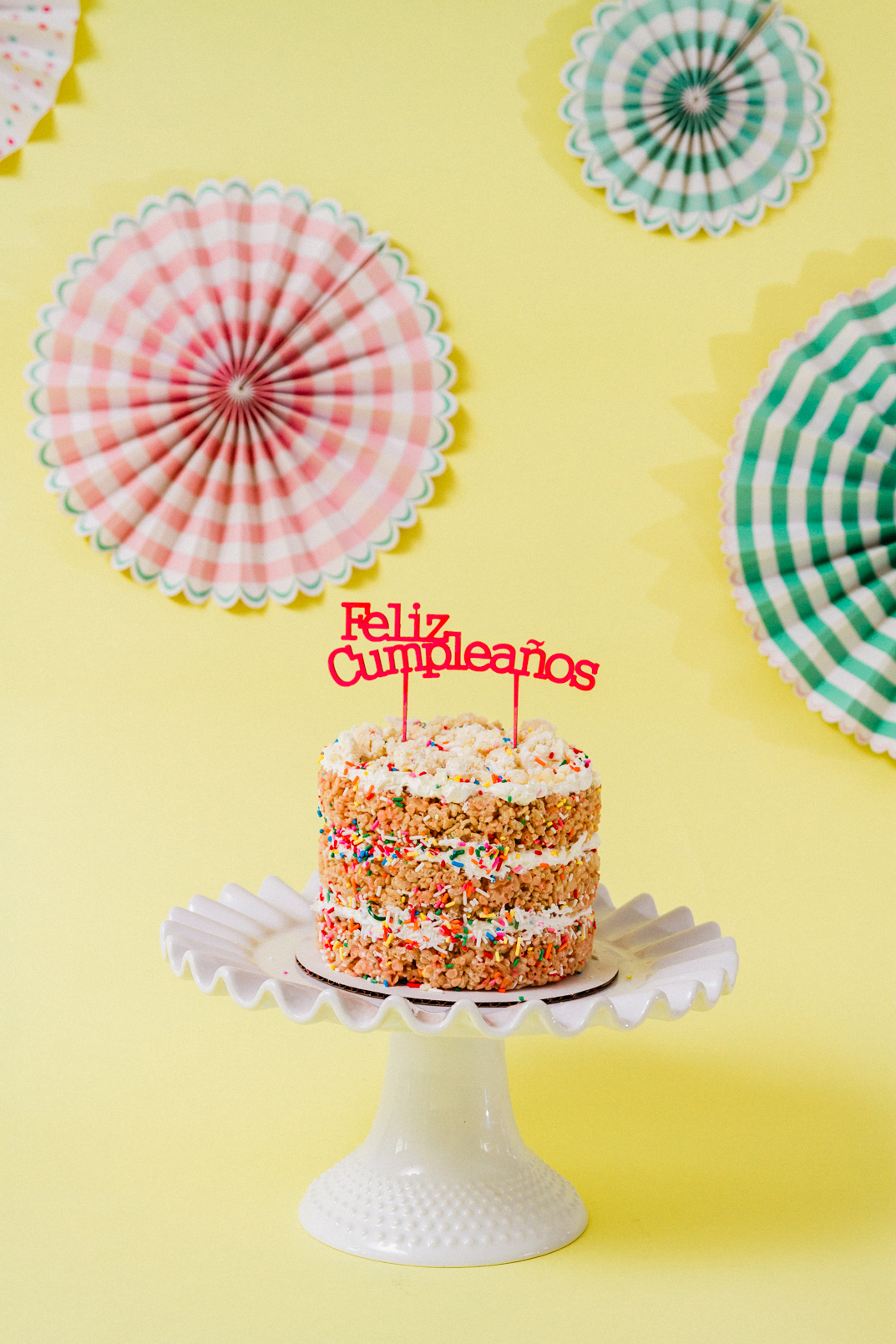 Rainbow Rice Krispie Cake Recipe - Moms & Munchkins