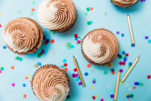 snickerdoodle cupcakes with confetti!